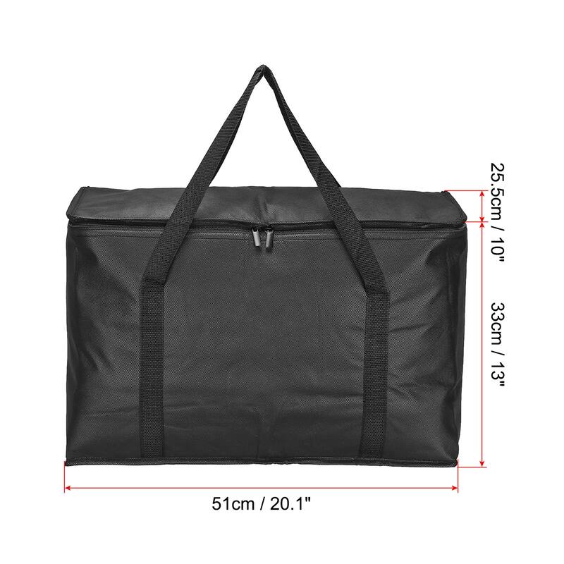 20.1"x10"x13" Insulated Reusable Grocery Bag Food Delivery Tote Bag - Black, 3Pcs