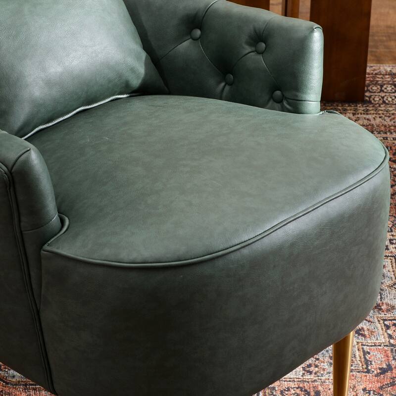 KINWELL Upholstered Tufted Faux Leather Wingback Chair PU Accent Chair
