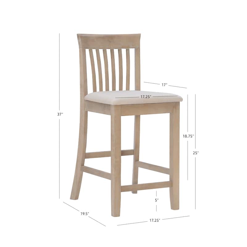 Piedmont Greywash Wooden 25-Inch Mission Back Counter Stool