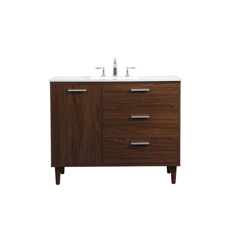 Elegant Lighting VF47042M Baldwin 42" Free Standing Single Basin - Walnut - Wood Finish