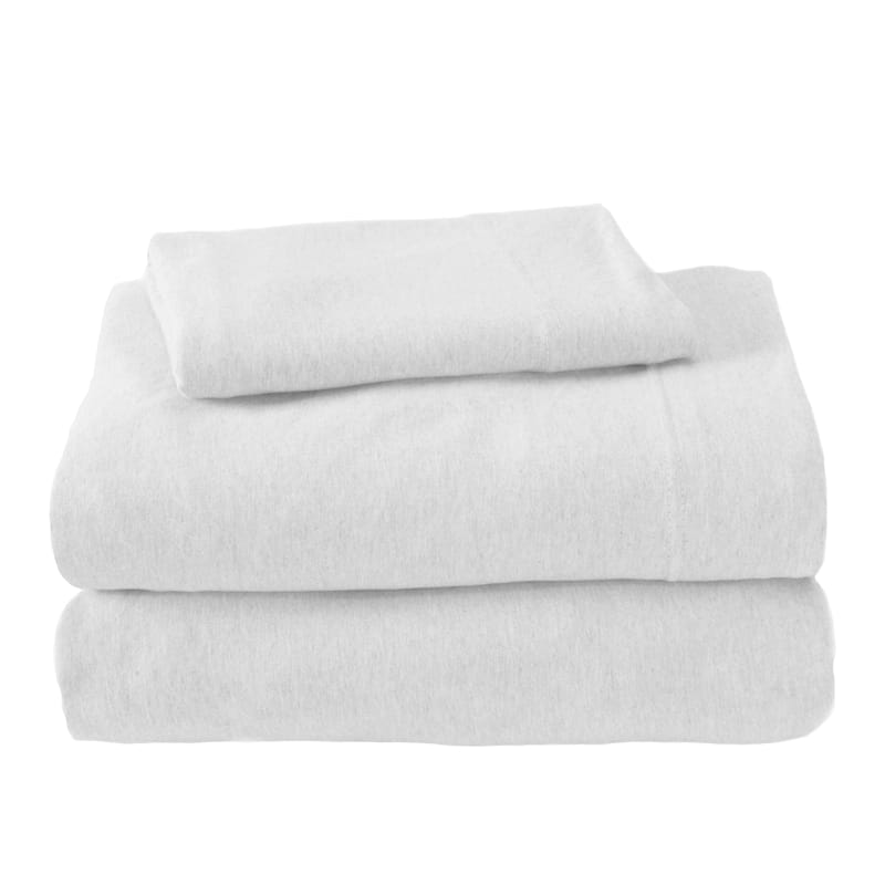 Premium Heathered Melange T-Shirt Jersey Knit Sheet Set - Full - Winter White