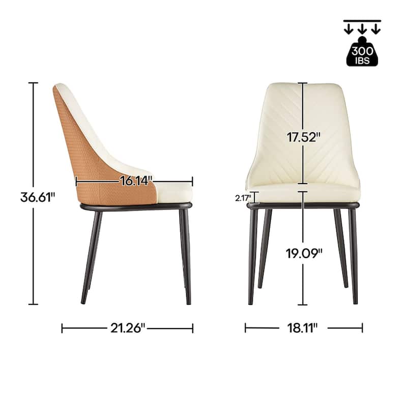 Faux Leather Upholstered Dining Chairs with Woven Back, Set of 2 - 18.11"W x 21.26"D x 36.61"H