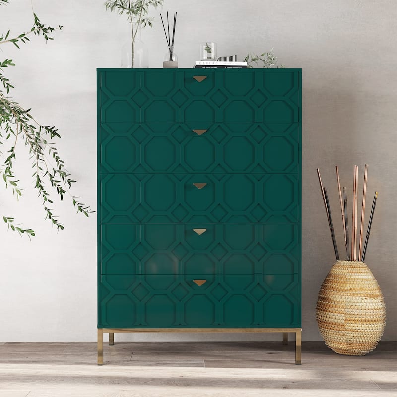 Clihome Wooden 5-Drawer Storage Chest