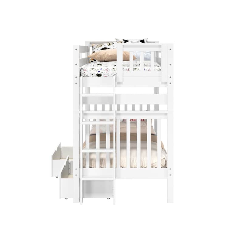 Taylor & Olive Trillium Tall Twin over Twin Bunk Bed, 2 Drawers