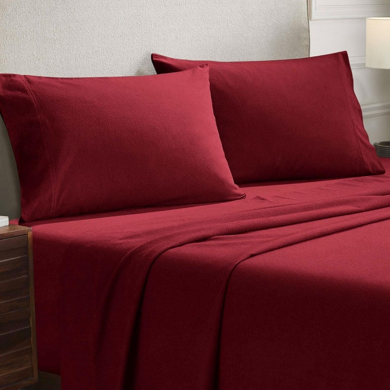 Superior Solid Flannel Cotton Fuzzy Pillowcases, Set of 2