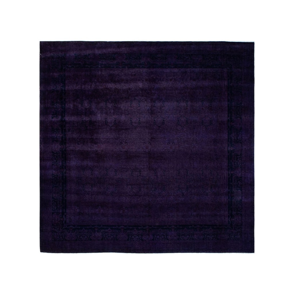 Overton Handknotted Wool Vintage Inspired Contemporary Overdyed Purple Area Rug - 12' 5" x 12' 1"