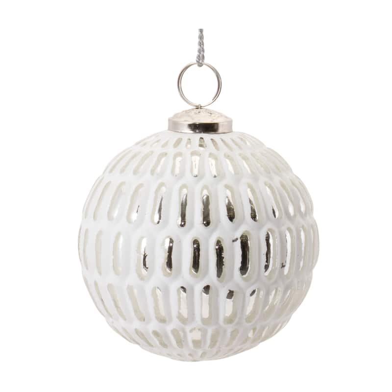 Matte Shiny Glass Christmas Ball Ornaments 4.25" 110mm White 6ct