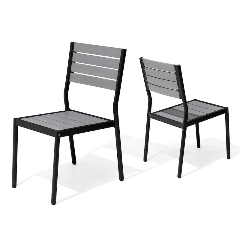Pellebant Outdoor Patio Aluminum Stackable Dining Chairs - 19.4in D x 15.7in W x 33.9in H - Grey