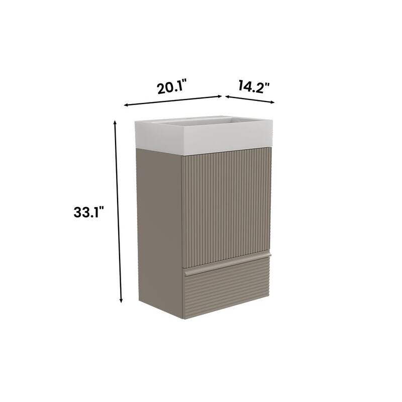 Small Bathroom Vanity with Sink, Fluted Bathroom Vanity with 1 Drawer, Bathroom Storage Cabinet with Soft-Close Door