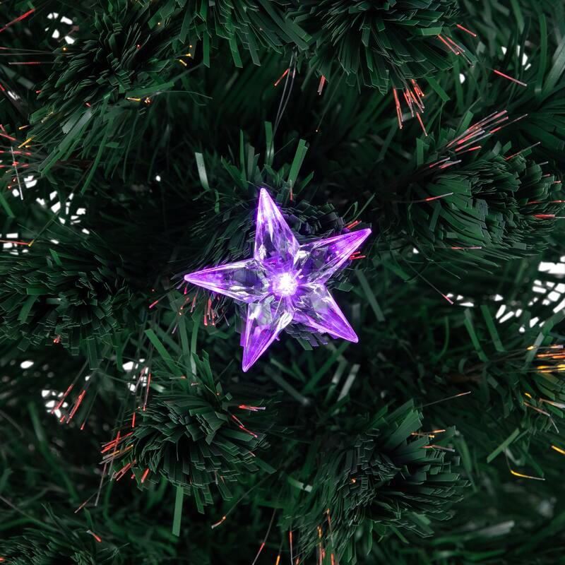 Pre-Lit Color Changing Fiber Optic Artificial Christmas Tree with LED Stars - 3' - Multicolor Lights - 3 Foot