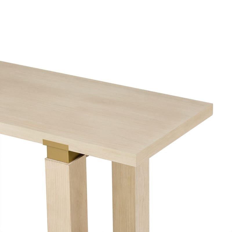 Modern Minimalist Console Table, Solid Wood Entryway Sofa Table with Metal Accents, Built-in Shelf, for Living Room, Hallway