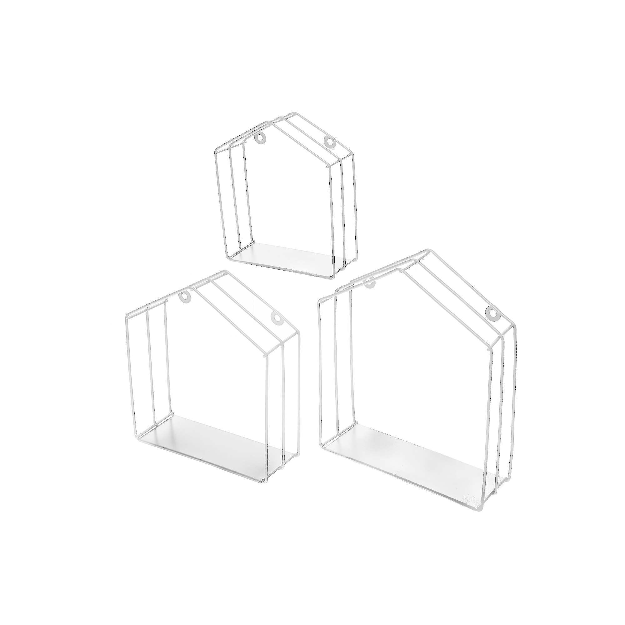Metal House Shape Floating Shelves - White