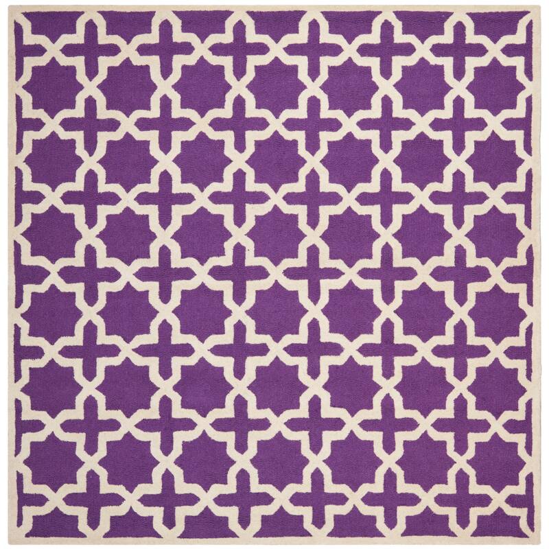 SAFAVIEH Handmade Cambridge Remedios Geometric Wool Rug - 6' Square - Purple/Ivory