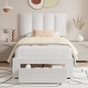 preview thumbnail 118 of 123, Javlergo Bed Frame with Storage Drawers Upholstered Platform Bed Frame with Adjustable Headboard White - Twin