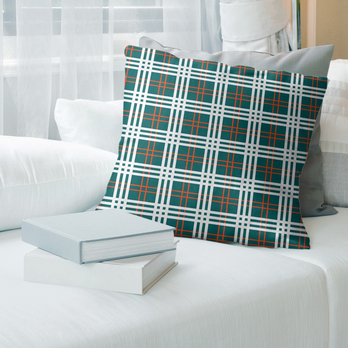 Teal shop plaid pillows