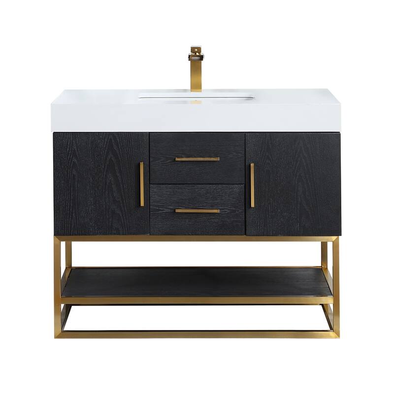 Altair Bianco Bath Vanity with White Composite Stone Top,no Mirror