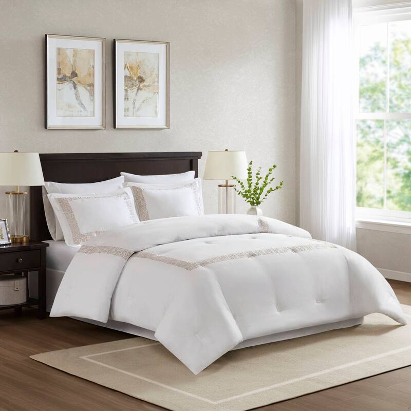 Harbor House Nile 4 Piece Cotton Sateen With Embroidery Oversized Comforter Set