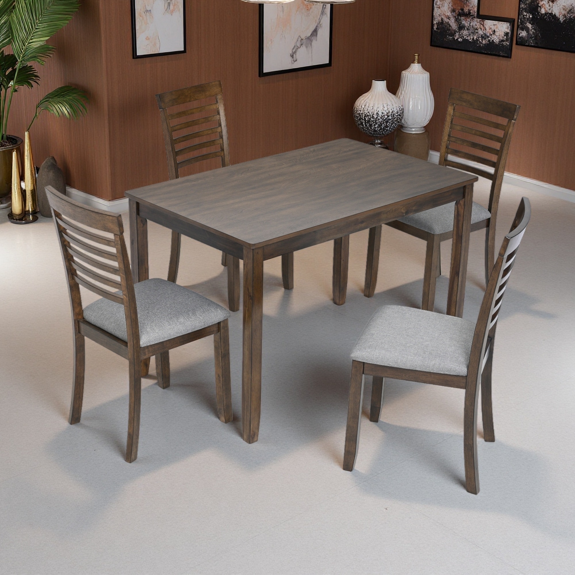 5-Piece Modern Dining Set with Rectangular Table & 4 Chairs
