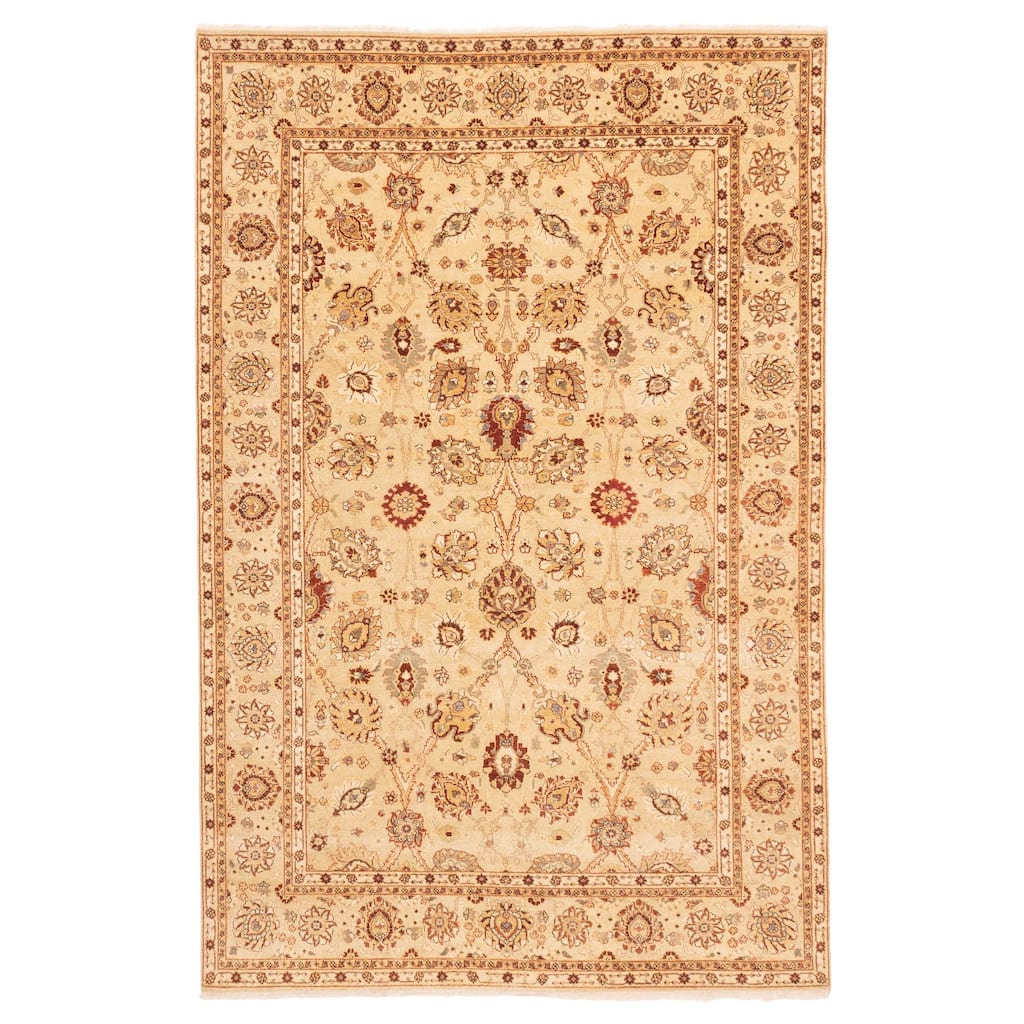 ECARPETGALLERY Hand-knotted Mirzapur Light Khaki Wool Rug - 5'11 x 8'11