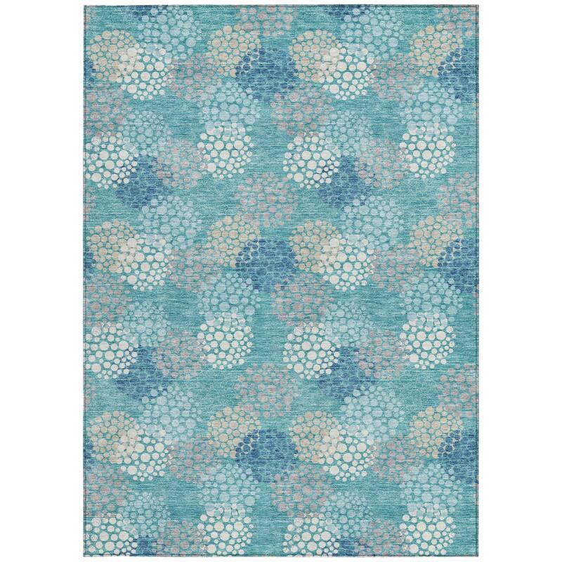 HomeRoots Polka Dot Transitional Rectangle Outdoor Rug