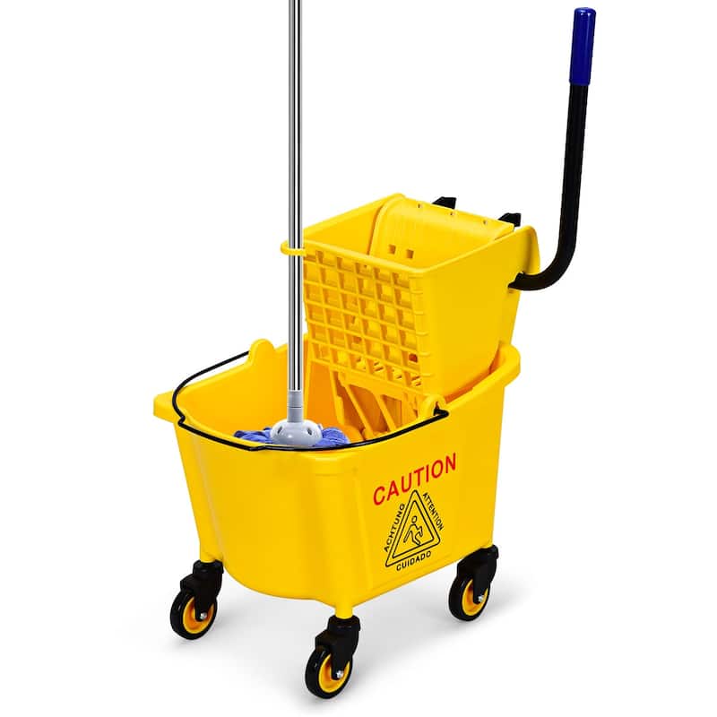 Costway Commercial Mop Bucket Side Press Wringer on Wheels Cleaning 26