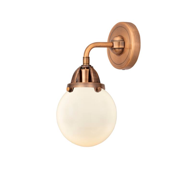 Innovations Lighting 288-1W-11-6 Beacon Sconce Beacon 11" Tall Wall - Antique Copper / Matte White