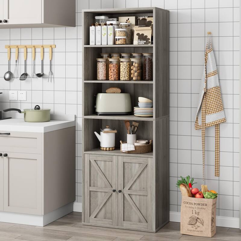 Bookcase with Doors Farmhouse Bookshelf