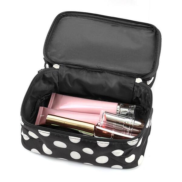Shop Travel Cosmetic Makeup Bag Organizer Dot Pattern Toiletry Bag Case Pouch With Mirror For Female Student Large Capacity Overstock 28803123