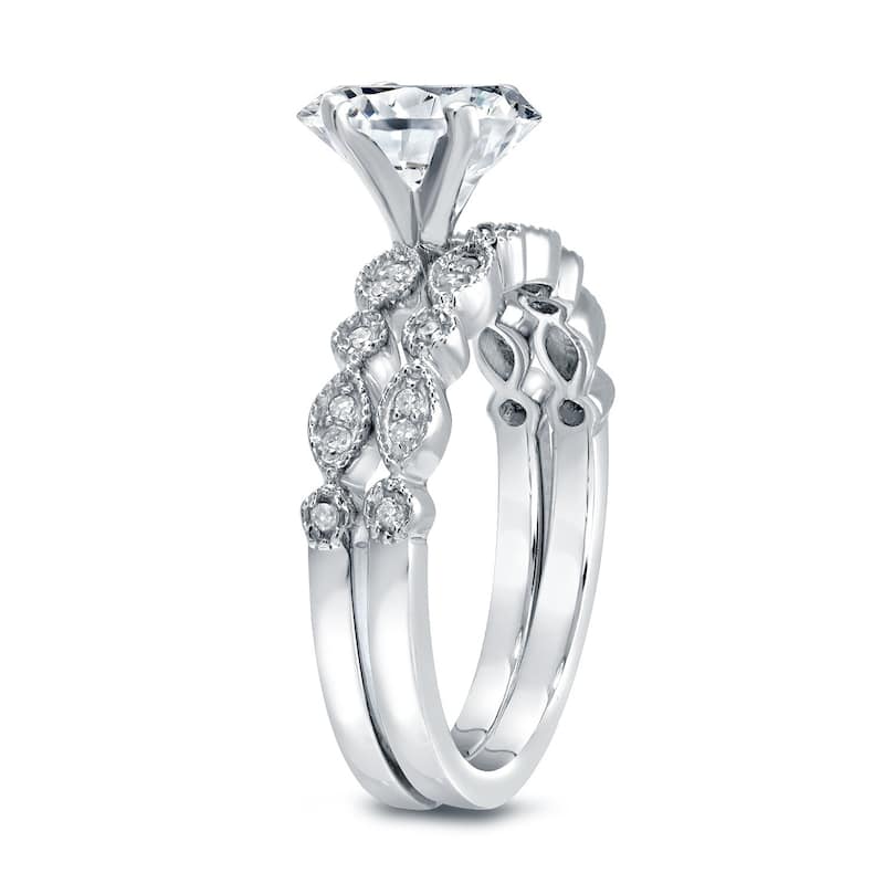 Auriya 14k Gold 4/5ctw Vintage Inspired Diamond Engagement Ring Set