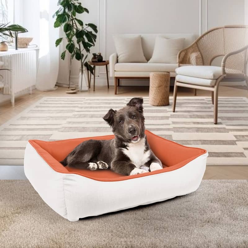 Sunbrella Indoor/Outdoor Reversible Double Sided, Cuddler Dog Bed with Bumper