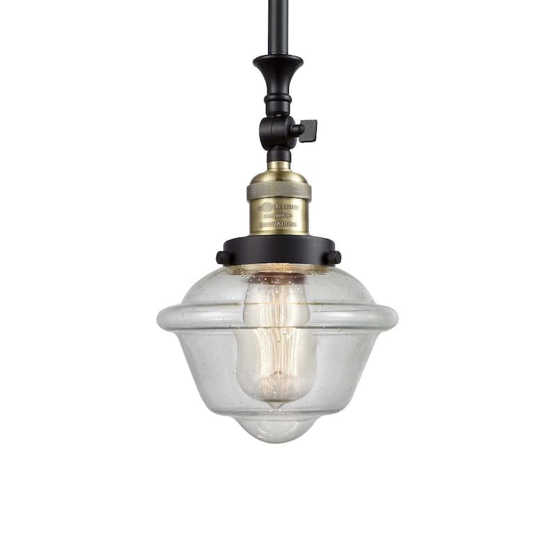 Innovations Lighting Small Oxford Single Light 8" Wide Mini Pendant - Black / Antique Brass / Clear