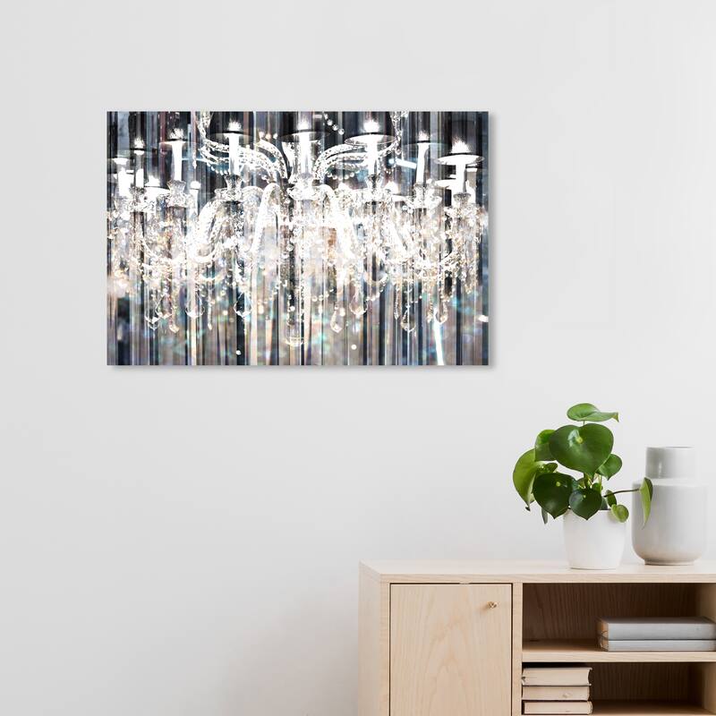 Wynwood Studio Canvas Fashion and Glam Diamond Shower-Custom Order White and Gray Modern & Contemporary Wall Art Canvas Print - 20 x 30