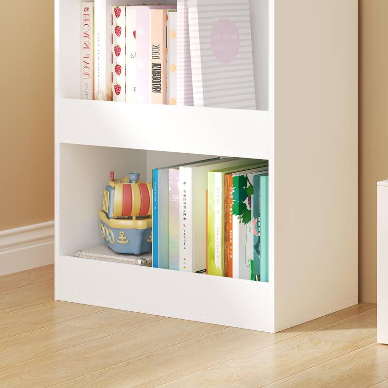 Anmytek White Open Shelf Bookcase Modern Kids Room and Living Room Storage Organizer