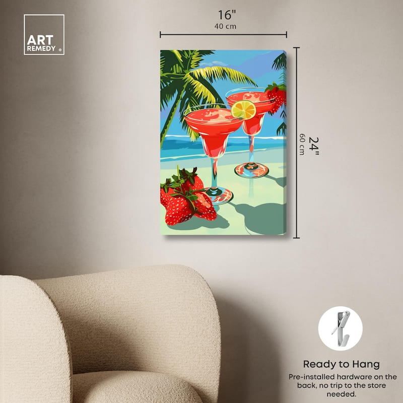Strawberry Daiquri Breeze Canvas by Art Remedy, Gallery Wrapped