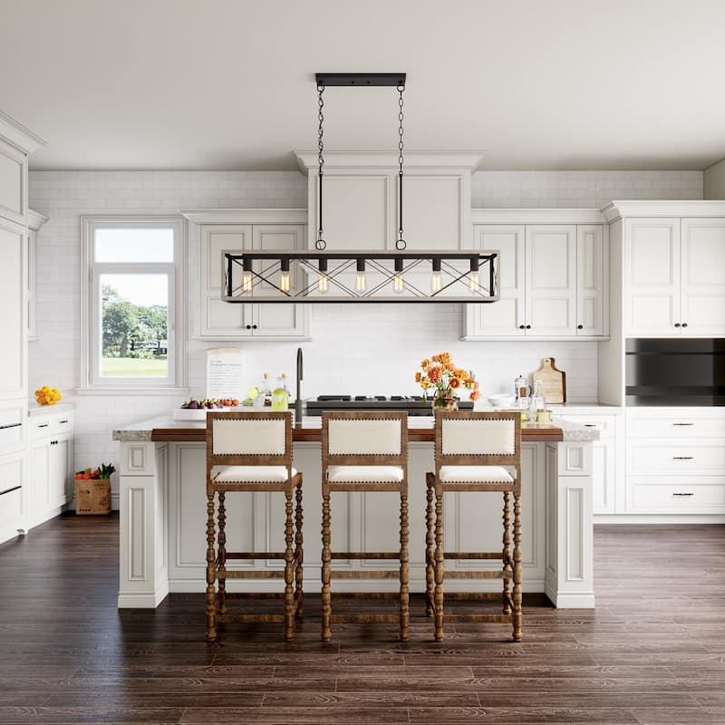 7-Light 48In Linear Modern Farmhouse Kitchen Chandelier - 48''