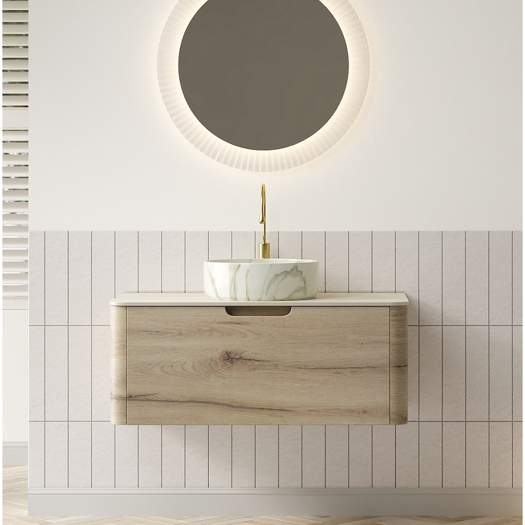 36" Bathroom Vanity with Sink,Plywood Storage Cabinet with Drawer,Ceramic Basin with Stone Pattern andStone Top