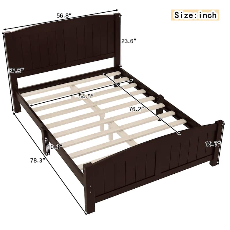 Solid Wood Platform Bed Frame with Support Slats, Strong Structure, No Box Spring Needed Modern Bedroom Furniture