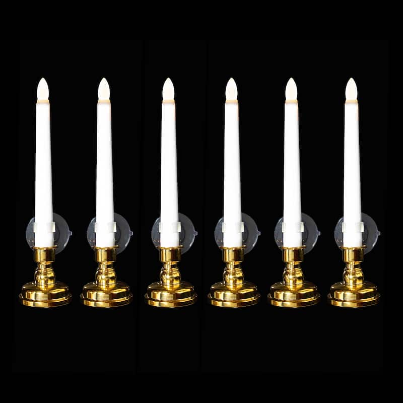 Set of 6 White and Gold Christmas Candle Lights 9.5"