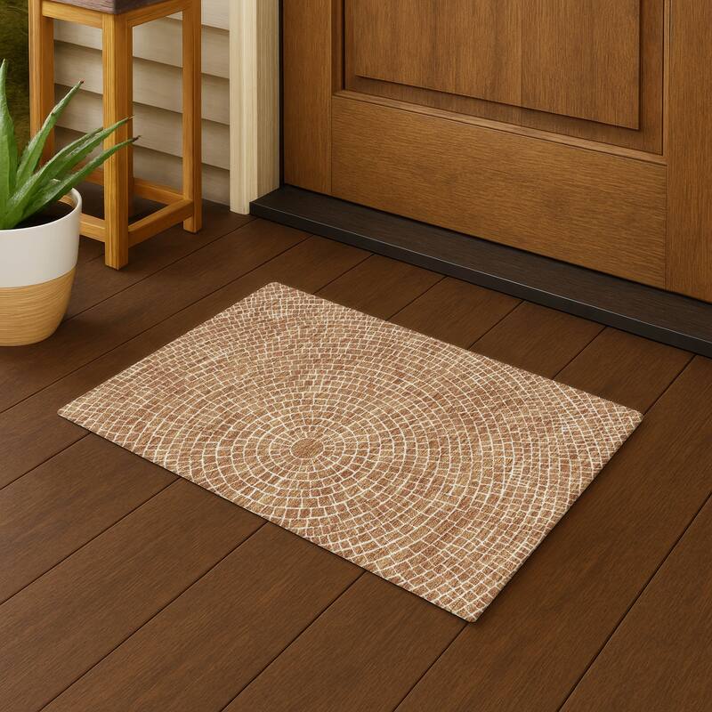 Machine Washable Indoor/ Outdoor Modern Gravity Chantille Rug - Rust - 1'8" x 2'6"