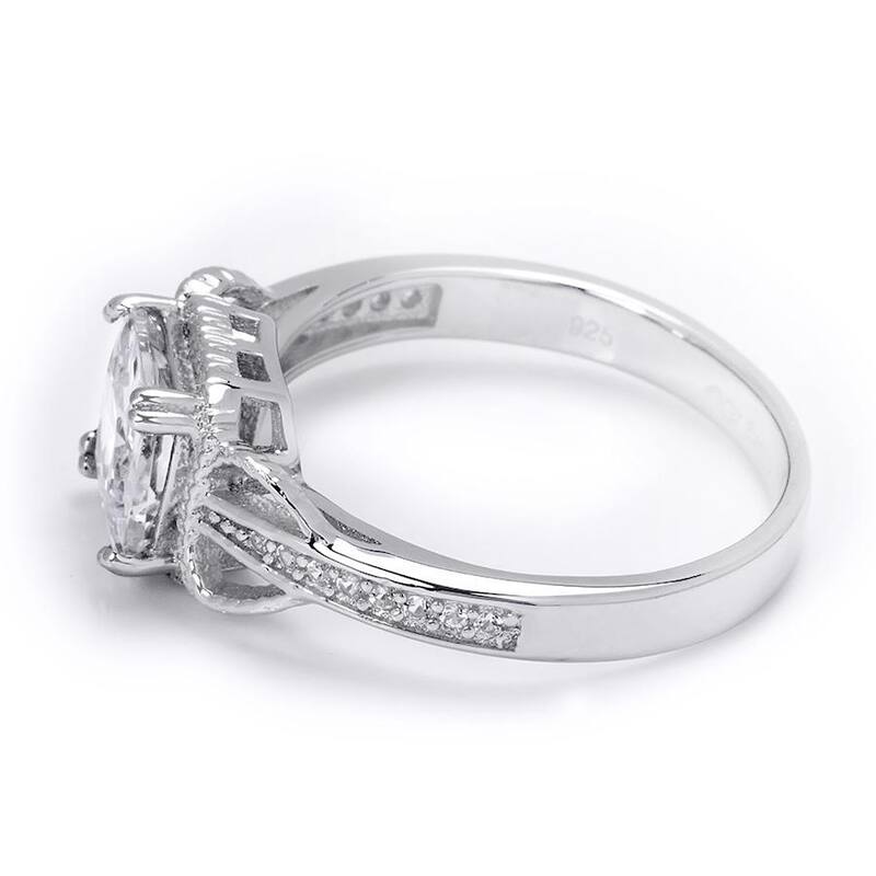 2.20 Carat Princess Cut Cubic Zirconia CZ Ring in Sterling Silver