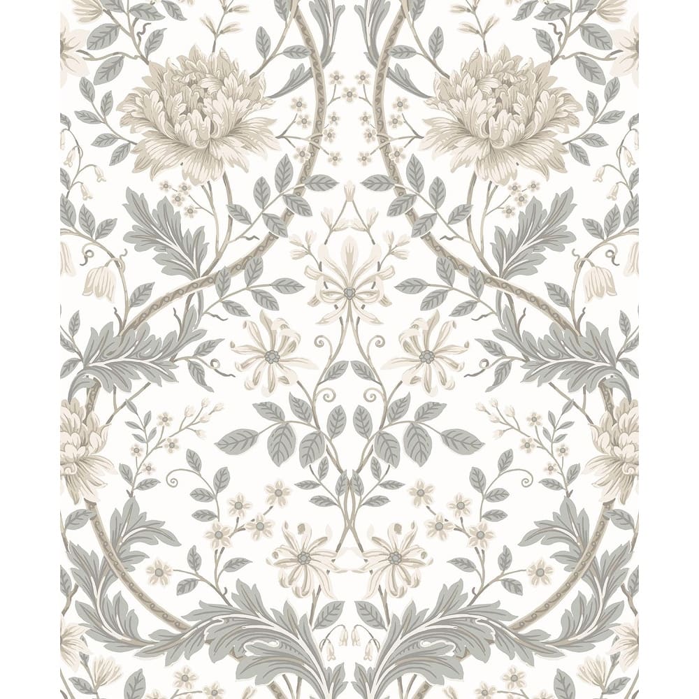 Seabrook Designs Honeysuckle Floral Prepasted Wallpaper