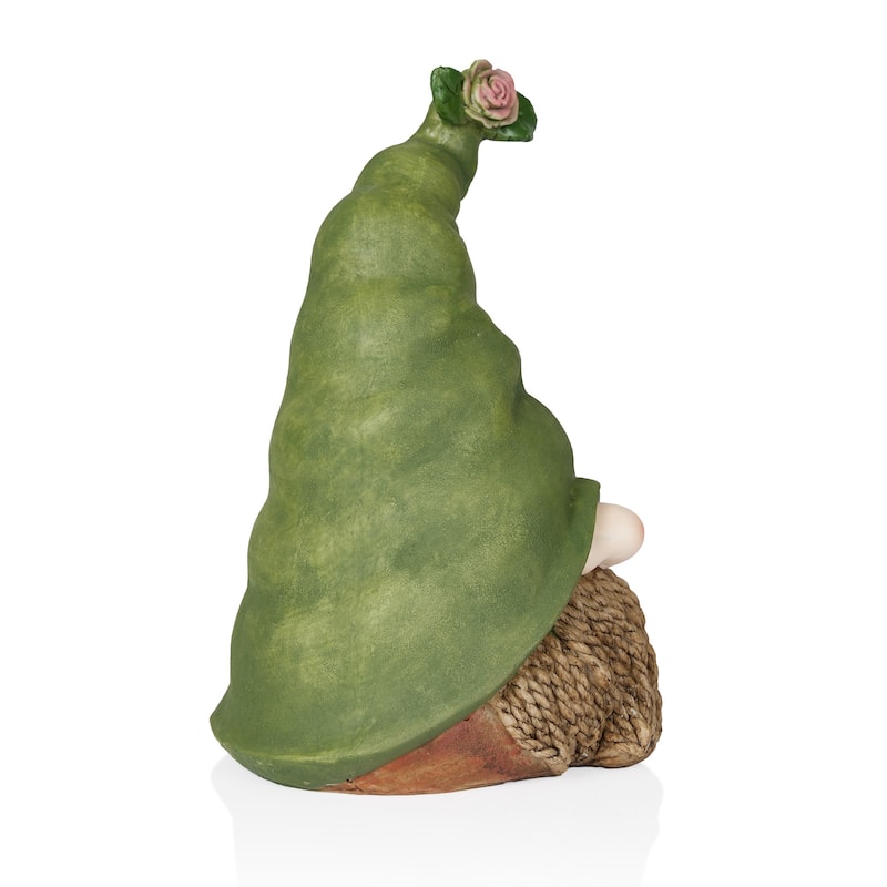 Gnome Head with Right Side Flower on Green Hat