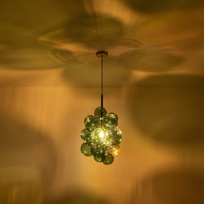 1-Light Modern Glam Cluster Glass Globe Bubble Chandelier for Living Room - 17.7 in. W x 20.4 in. H