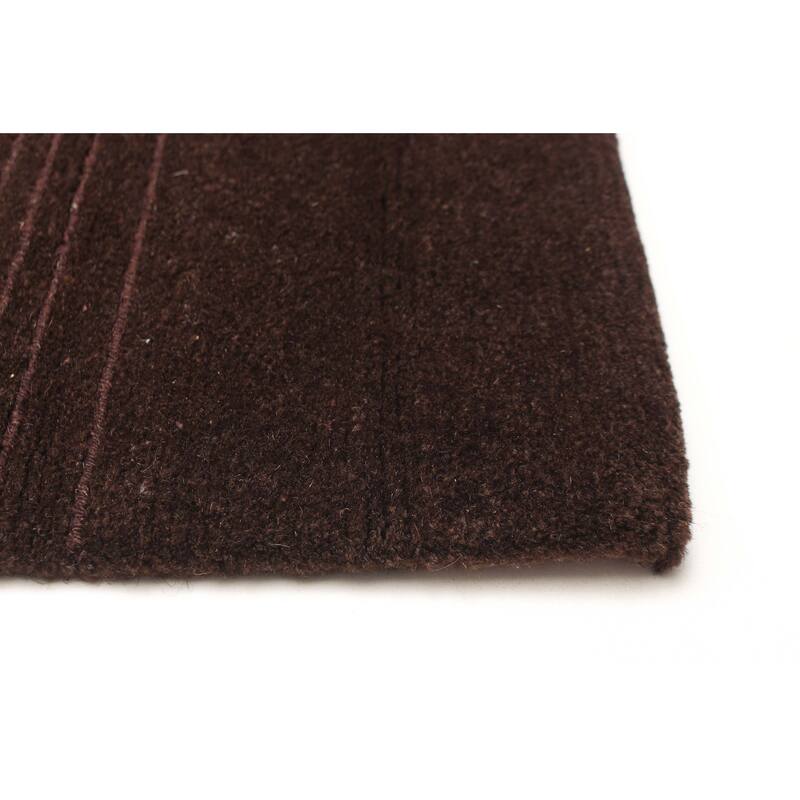 ECARPETGALLERY Hand-knotted Opulence Dark Brown Wool Rug - 3'4 x 12'6