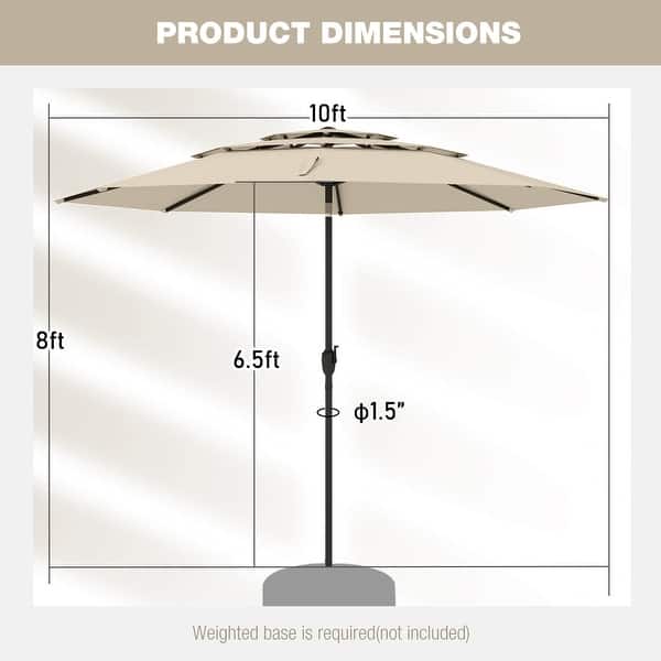 dimension image slide 1 of 7, Costway 10 ft 3-tier Vented Patio Umbrella Large Market Table Umbrella