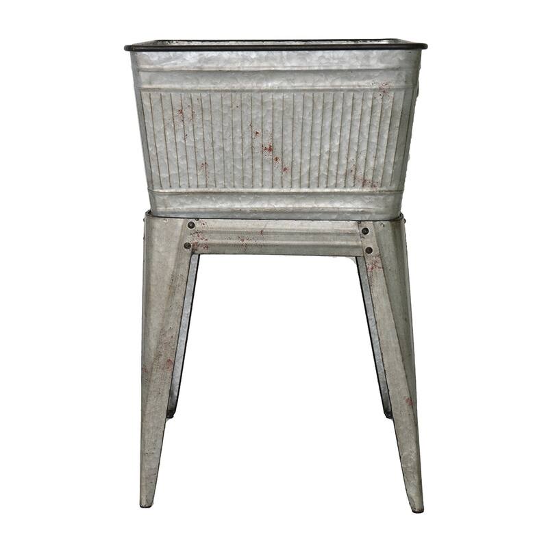 20.5x20.5x21" Large Perryman Galvanized Tub On Stand, for Plant Pot/Planter/ Metal Ice Buckets