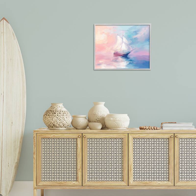 Stupell Soft Pastel Sea Vessel Framed Giclee Art Design By Arlington Prints
