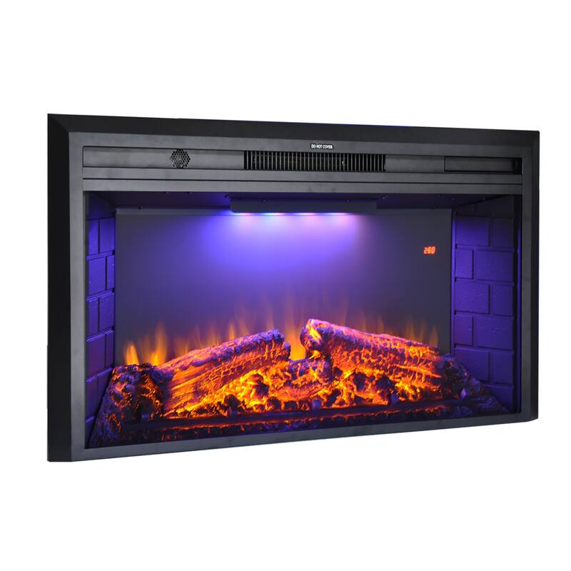 Electric Fireplace Heater with Log set & Realistic Flame