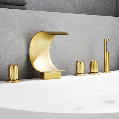 Altair Recea Triple Handle Deck-Mount Roman Tub Faucet with Diverter and Handshower