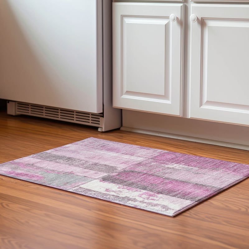 Premium Washable Super Soft Contemporary Styles Mayfield Rug - Pink - 1'8" x 2'6"